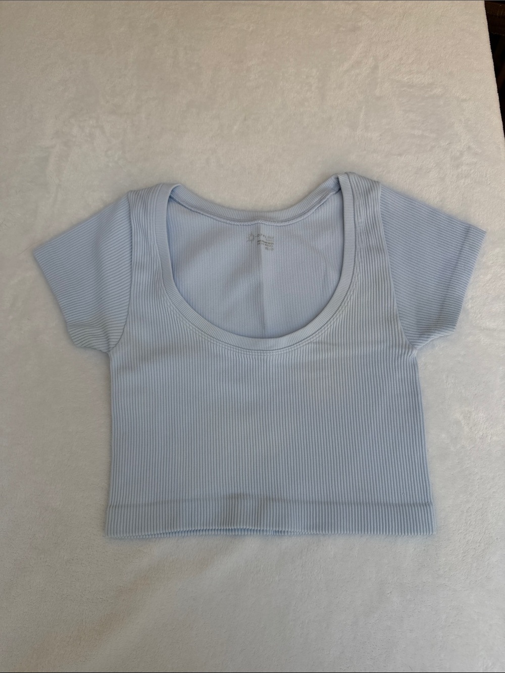 Offline by Aerie Seamless Ribbed Scoop Neck Shirt, Light Blue XS